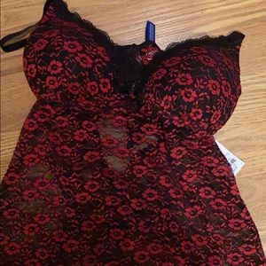 BNWT sexy 2 piece black & red laced lingerie Small